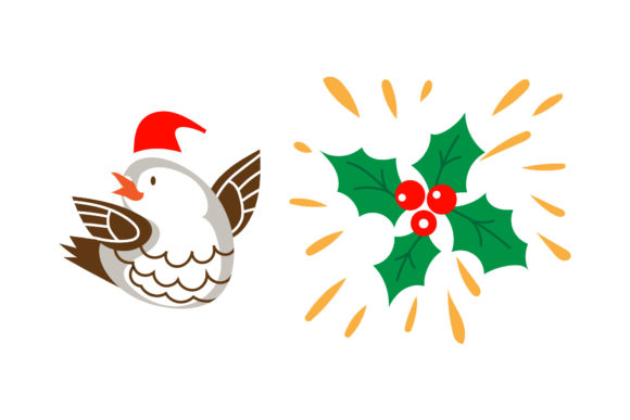 Bird Mistletoe Christmas Vectors Illustrations