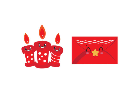 Candle Envelope Set Christmas Vectors