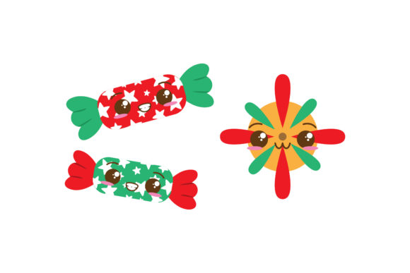 Candy Decoration Set Christmas Vectors Illustrations