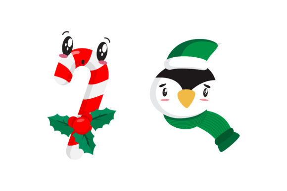 Candy Penguin Set Christmas Vectors
