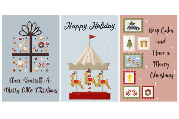 Christmas Card Carnival Set Illustrations