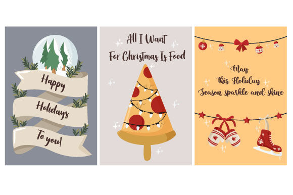 Christmas Card Striking Set Illustrations