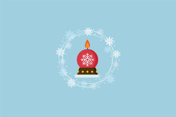 Christmas Circle Wreath with Candle Illustrations