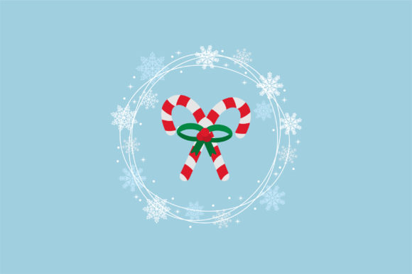 Christmas Circle Wreath with Candy Illustrations
