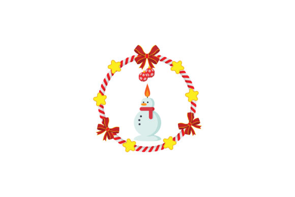 Christmas Circle Wreath with Snowman Illustrations