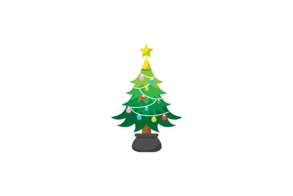 Christmas Day Decoration with Tree Illustrations