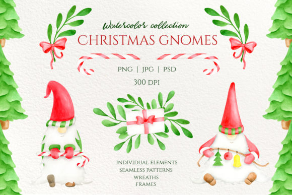 Christmas Gnomes Watercolor Collection