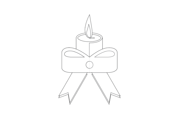 Christmas Outline Candle Illustration