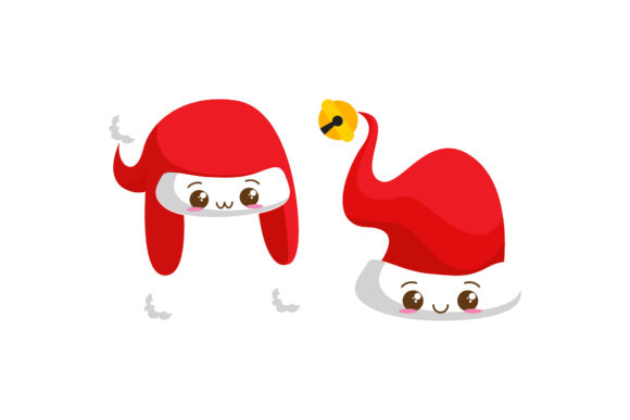 Cute Santa Hat Set Christmas Vectors Illustrations