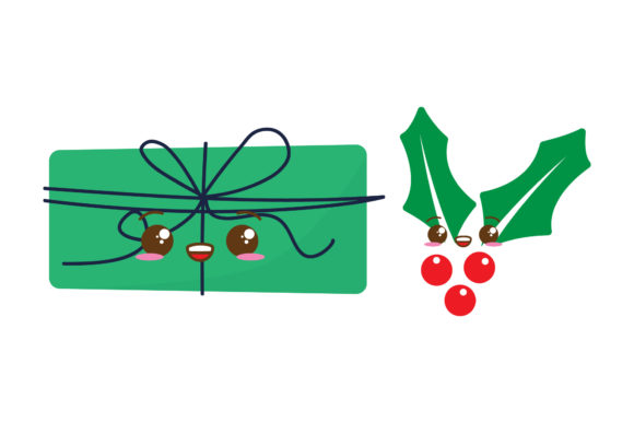 Gift Mistletoe Set Christmas Vectors for Festive Design