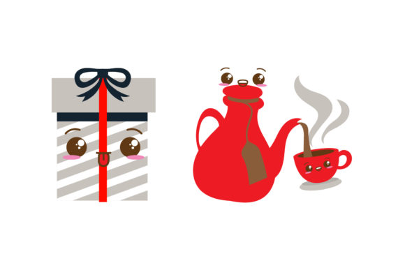 Gift Tea Christmas Vectors Illustrations