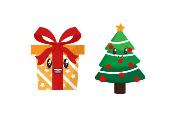 Gift Tree Set Christmas Vectors Illustrations