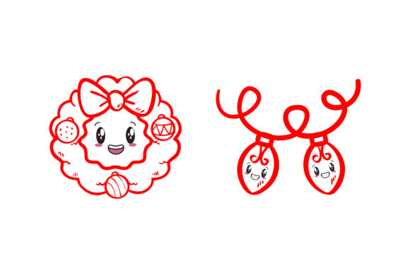 Light Decoration Set Christmas Vectors for Digital Selling