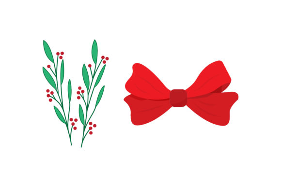 Mistletoe Ribbon Christmas Vectors