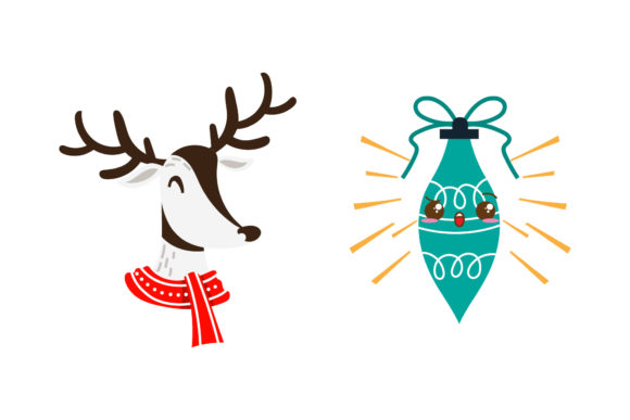 Reindeer Ornament Christmas Vectors for Branding
