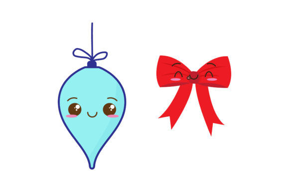 Ribbon Ornament Set Christmas Vectors