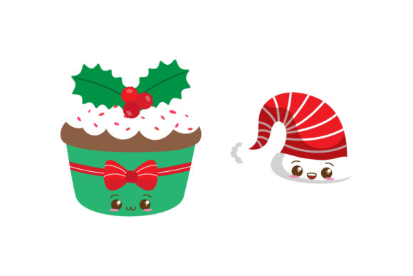 Set Cake Hat Christmas Vectors