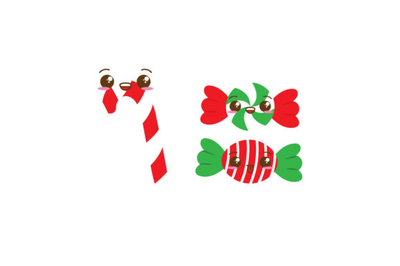 Set Candy Lollipop Christmas Vectors Illustrations