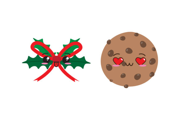 Set Cookies Ribbon Christmas Vectors Illustrations