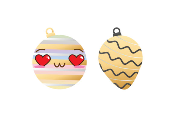 Set Tree Cute Ornament Christmas Vectors