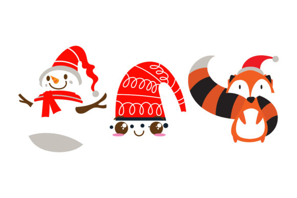 Snowman, Hat, Fox Christmas Vectors