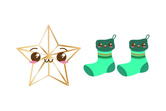 Star Stocking Set Christmas Vectors
