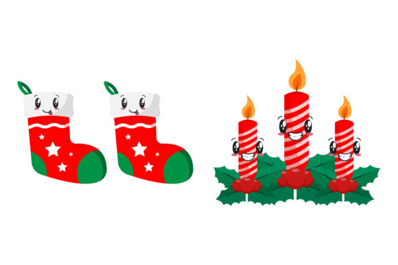 Stocking Candle Set Christmas Vectors for Festive Branding