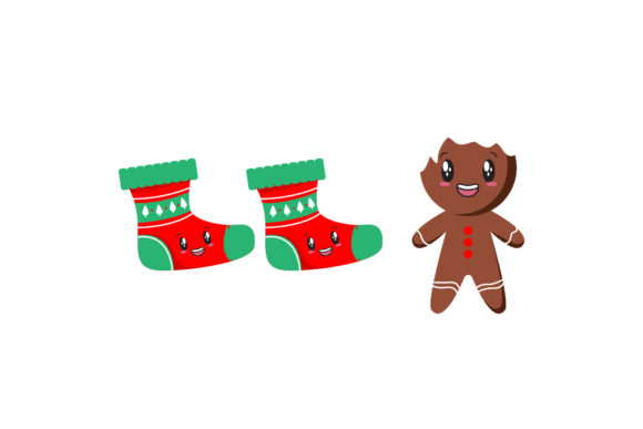 Stocking Cookies Set Christmas Vectors for Digital Creators